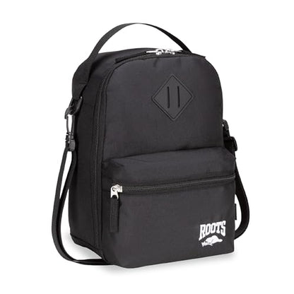 Roots Insulated Lunch Bag with Shoulder Strap, Black, 7L