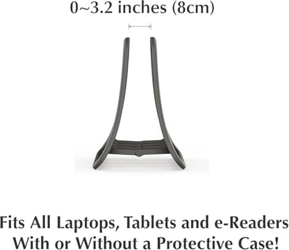 Vertical Laptop Stand – Adjustable Space-Saving Desktop Organizer for Laptops, MacBooks, Tablets, and e-Readers – Self-Locking, Universal Fit – Black
