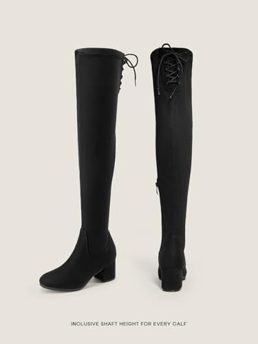 DREAM PAIRS Women's Over the Knee Thigh High Boots,Black,6