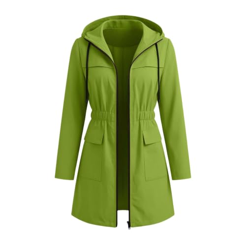 Jacket Women Rain Jacket Women 2026 Long Hooded Zip Up Waterproof Windbreaker Coat With Pockets Casual Fall Winter Outdoor Raincoat Green Large