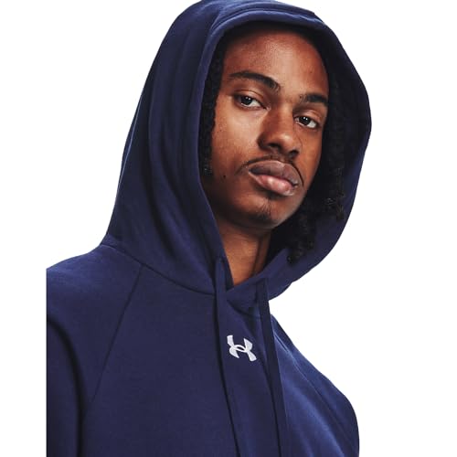 Under Armour Mens Rival Fleece Hoodie, (410) Midnight Navy / / White, Large