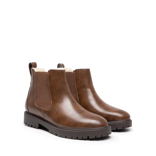 DREAM PAIRS Women's Chelsea Ankle Boots Winter Booties,Brown,7