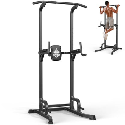 Sportsroyals Power Tower Dip Station Pull Up Bar for Home Gym Strength Training Workout Equipment, 450LBS (Grey)