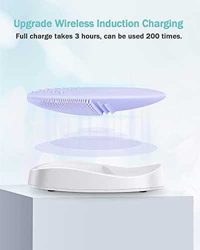 EZBASICS Face Scrubber Soft Silicone Sonic Face Brush Waterproof, Violet