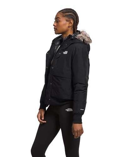 THE NORTH FACE Women's Arctic Bomber, TNF Black-NPF, Medium | Down Insulated Jacket, Waterproof Shell, Adjustable Hood with Faux-Fur Lined Trim