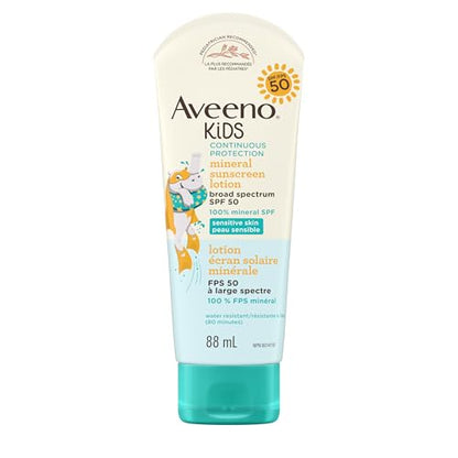 Aveeno Kids SPF 50 Mineral Sunscreen Lotion for Sensitive Skin, 88ml
