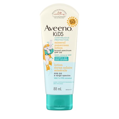 Aveeno Kids SPF 50 Mineral Sunscreen Lotion for Sensitive Skin, 88ml