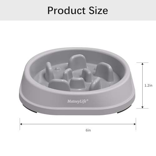 MateeyLife 1 Cup Interactive Dog Puzzle Bowl Slow Down Eating Dishes GrayBlack