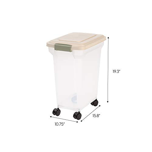 IRIS USA Dog Food Storage Container, Up to 22 lbs, Almond, Made in USA