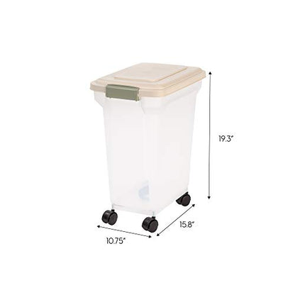 IRIS USA Dog Food Storage Container, Up to 22 lbs, Almond, Made in USA