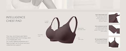 PrinStory Bras for Women Wireless Push Up Bras Comfortable Seamless Full Coverage T Shirt Bra with Extender Gray