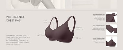 PrinStory Bras for Women Wireless Push Up Bras Comfortable Seamless Full Coverage T Shirt Bra with Extender Gray