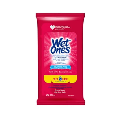 Wet Ones Antibacterial Hand Wipes, Fresh Scent, Wet Wipes, 20 Count (Pack of 10)