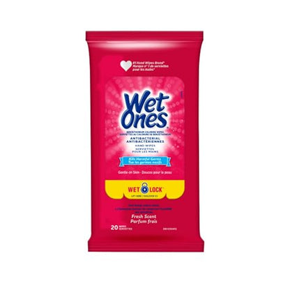 Wet Ones Antibacterial Hand Wipes, Fresh Scent, Wet Wipes, 20 Count (Pack of 10)