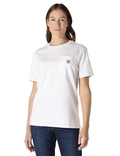 Carhartt Women's Loose Fit Heavyweight Short-Sleeve Pocket T-Shirt, White, Large
