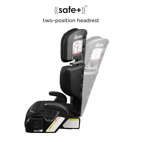 Diono Connect3 R 2-in-1 High Back Booster, Slim Fit 3-across in Many Mid-Sized Sedans and SUVs, For Children from 40-120 lbs., Lightweight with Cupholder, Black Storm