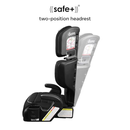 Diono Connect3 R 2-in-1 High Back Booster, Slim Fit 3-across in Many Mid-Sized Sedans and SUVs, For Children from 40-120 lbs., Lightweight with Cupholder, Black Storm