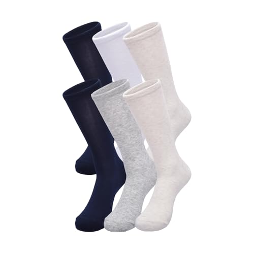 GAP Women's Original Solid Core Crew, 6-Pack Adult Socks, Soft & Stretchy, Comfortable, Oatmeal Heather (6-pack), One Size