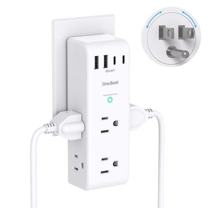 Surge Protector Outlet Extender Power Bar 6 AC with 4 USB Rotating Plug