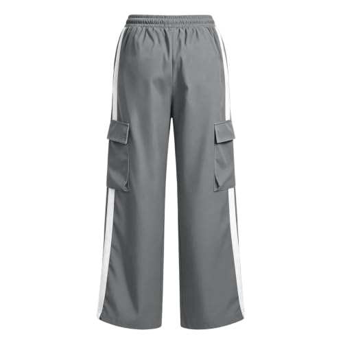 Boys Cargo Pants Elastic Waist Wide Leg Casual Pants with Pockets Gray