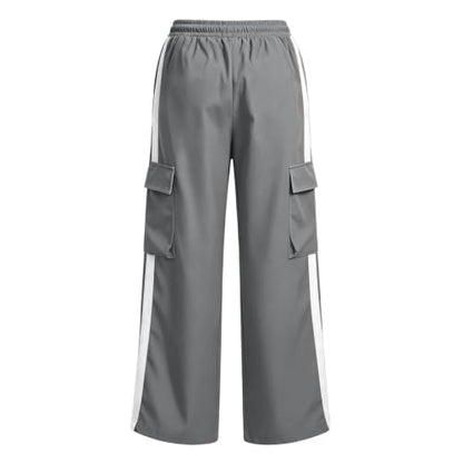 Boys Cargo Pants Elastic Waist Wide Leg Casual Pants with Pockets Gray