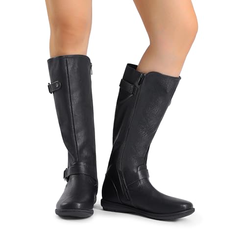DREAM PAIRS Women Knee High Faux Fur Lined Boots,Black,11