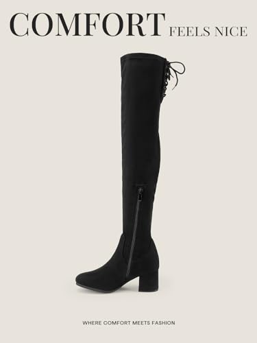 DREAM PAIRS Women's Over the Knee Thigh High Boots,Black,6