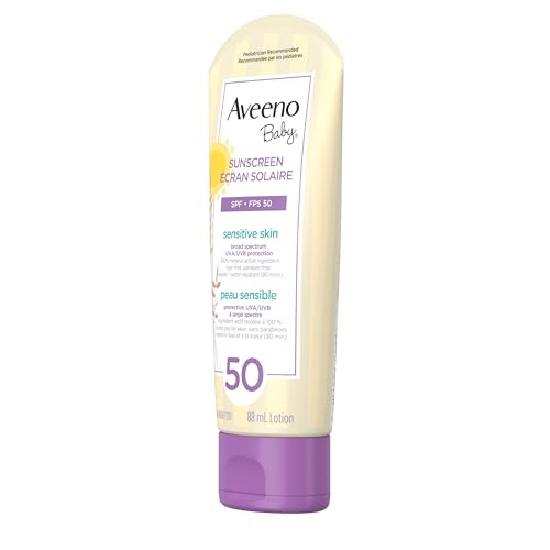 Aveeno Baby SPF 50 Mineral Sunscreen Lotion for Sensitive Skin, 88mL