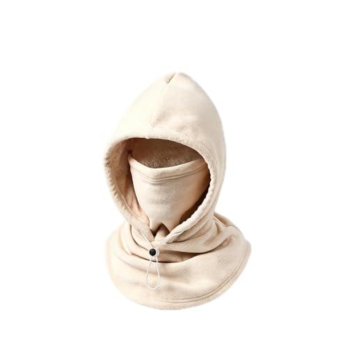 LanChuBo Unisex One-Piece Flannel Warm Mask Hat 3-in-1 Winter Balaclava Ski Mask (Beige)