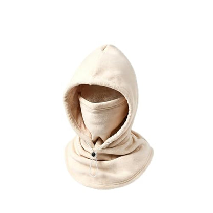 LanChuBo Unisex One-Piece Flannel Warm Mask Hat 3-in-1 Winter Balaclava Ski Mask (Beige)
