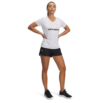 Under Armour Women's Tech Play Up Shorts, (001) Black / / White, Medium