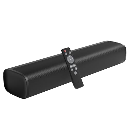 MZEIBO 50W Mini TV Soundbar, Bluetooth Speaker with ARC, Optical and AUX Input, Compact Home Theater Surround Sound Bar for TV, PC and Projector