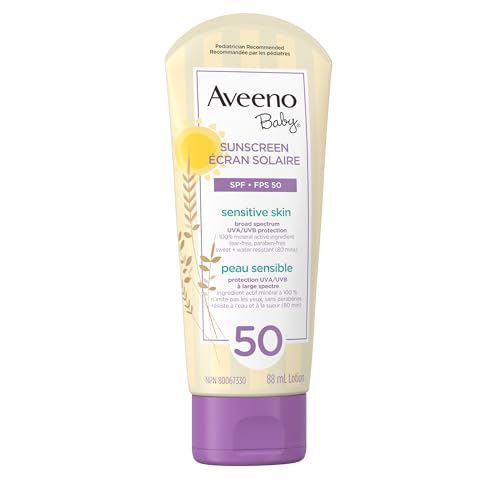 Aveeno Baby SPF 50 Mineral Sunscreen Lotion for Sensitive Skin, 88mL