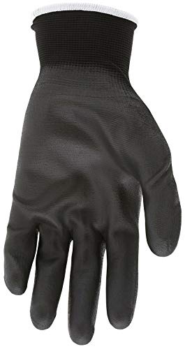 Memphis Glove 9669XS Nylon Knitted Shell Memphis Gloves with Black PU Dipped Palm and Fingers, Black, X-Small, 1-Pair