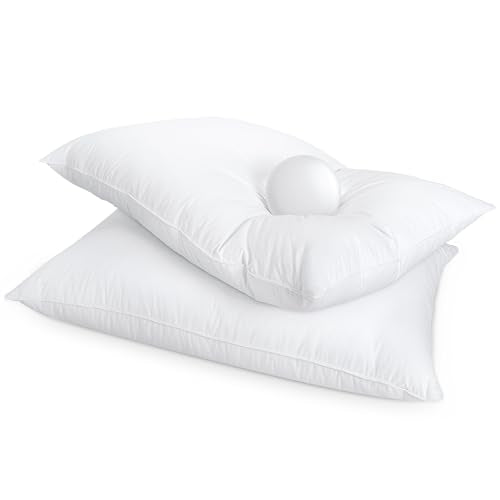 zibroges Goose Feather Pillow Queen Size Pack of 2, Medium Bed Pillows