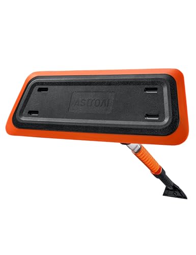 AstroAI 47.2 Inch 2-in-1 Snow Scraper for car Snow Broom(Orange-Black)