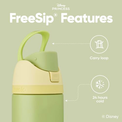 Owala Disney Princess FreeSip Insulated Stainless Steel Water Bottle with Straw for Sports and Travel, BPA-Free Sports Water Bottle, 24 oz, Tiana