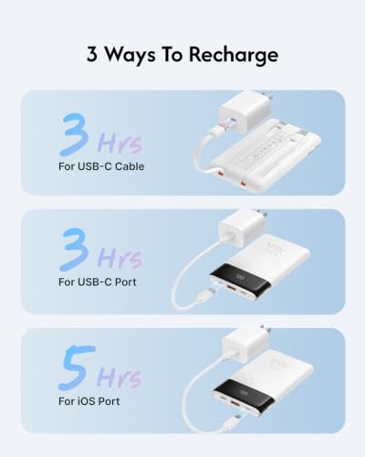 VEGER Portable Charger with Cables, Mini Power Bank 22.5W Fast Charging