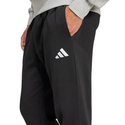 Adidas Mens Essentials Feel Cozy Fleece Sportswear Pants,Black/White,Medium