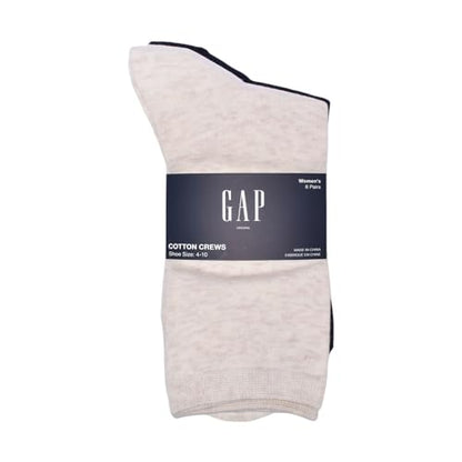 GAP Women's Original Solid Core Crew, 6-Pack Adult Socks, Soft & Stretchy, Comfortable, Oatmeal Heather (6-pack), One Size