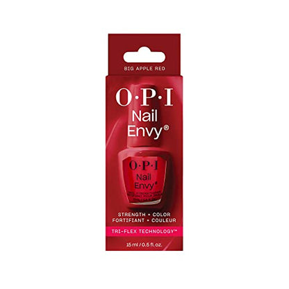 OPI Nail Envy Strengthener Big Apple Red | Opaque Bright Red Crème Strengthening Nail Polish Treatment | Strengthen Weak & Thin Nails