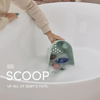 Shnuggle Ellie Bath Toy Storage Scoop | Baby & Toddler Bath Toy Drying Caddy with Drip Tray - Taupe