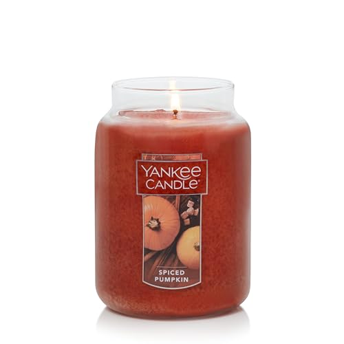 Yankee Candle Scented Candle, Spiced Pumpkin, Original Large Jar Candle, 110-150 Hours of Burn Time, 22 oz.