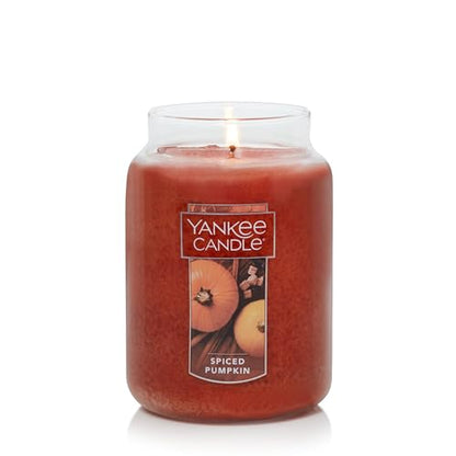 Yankee Candle Scented Candle, Spiced Pumpkin, Original Large Jar Candle, 110-150 Hours of Burn Time, 22 oz.