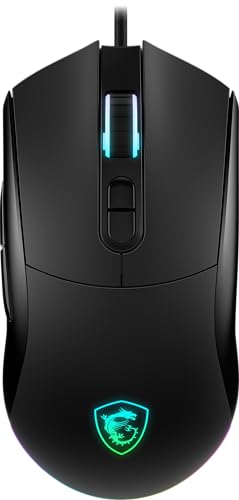 MSI Forge GM320 Gaming Mouse, 12800 DPI, 20M+ Clicks Micro Switch, Optical Sensor, Ergonomic Ambitextrous Hand Design, RGB Light