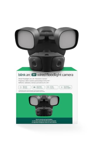 Blink Arc 2K+ Wired Floodlight Camera (newest model) — Wired smart security, 3000 lumens, 2K video, 180° coverage – 2 cameras (Black), 1 mount (Black)