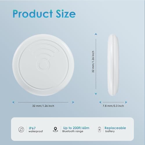 GPS Tracker for Vehicles,Mini Hidden Car Tracker with 4 Waterproof Cases and Keyrings, No Monthly Fee Car Tracker with Apple Find My(iOS Only) -（White,4PCS）