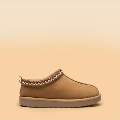 DREAM PAIRS Women's Slippers Genuine Suede,Chestnut,7