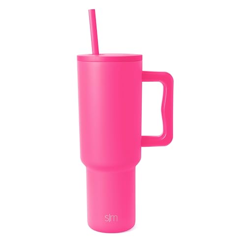Simple Modern Tumbler with Handle and Straw | 40oz | Pink