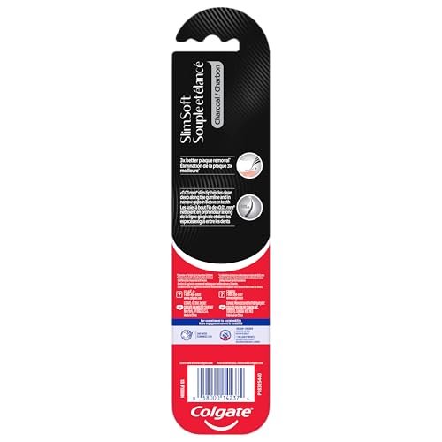 Colgate Slim Soft Charcoal Toothbrush, Ultra Soft, 2 Pack
